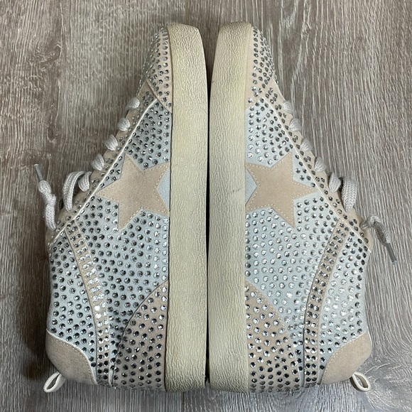 NWOT mi.im Miracle Miles Glam Rhinestone Star Mid Sneakers Lace Upper Beige 8.5 - Picture 12 of 15